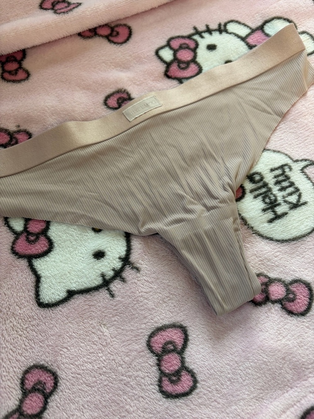Ribbed Nude Thong Panty